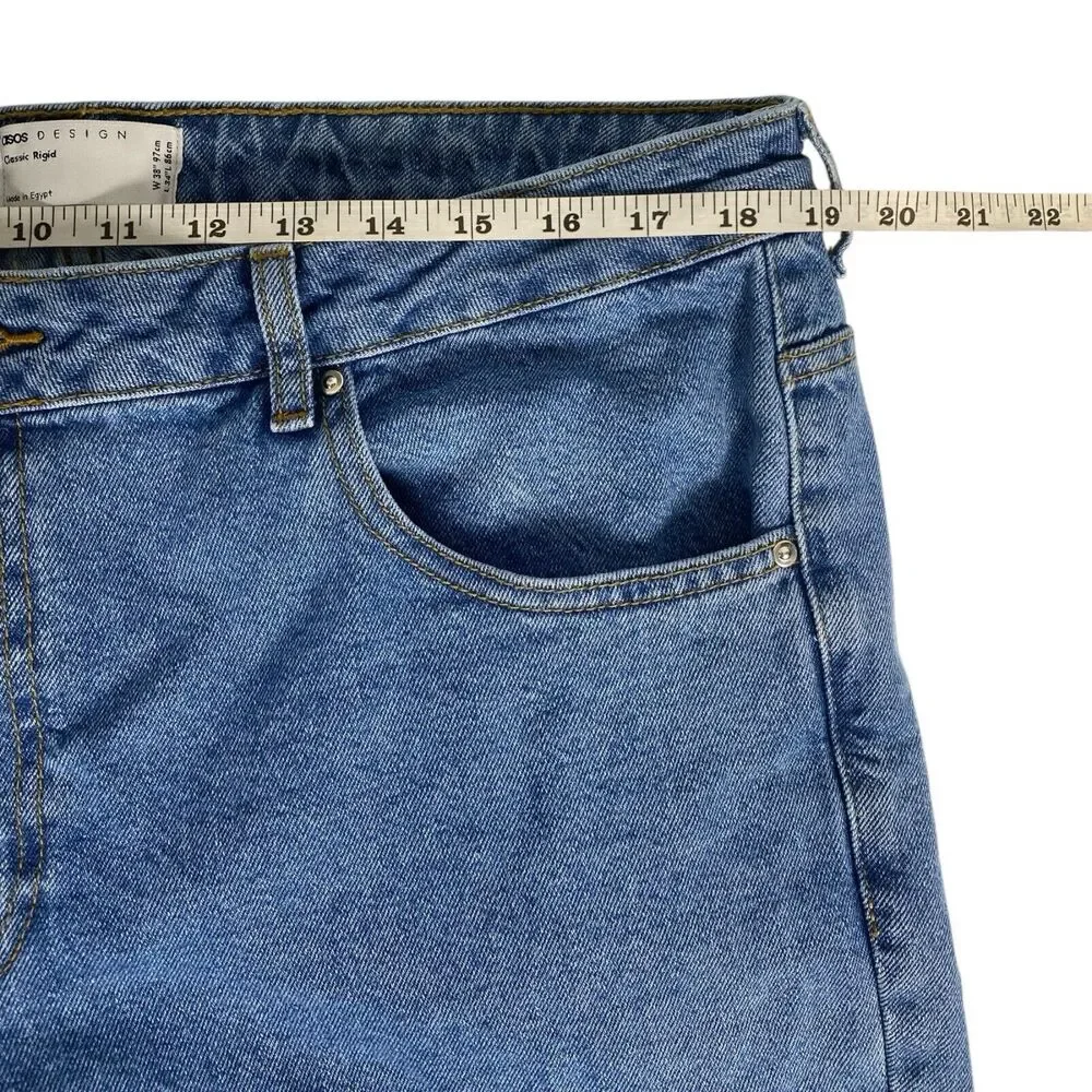ASOS Design Classic Rigid Jeans Mid Wash Blue‎ Slim Fit Tapered Mens 38x34 594